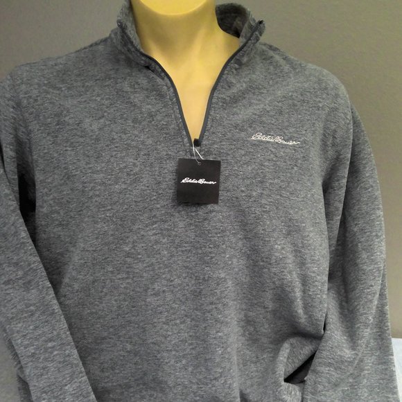NEW Eddie Bauer Mr. LS Fast Fleece 1/4 Zip Hoodie Gray Men's Large NWT - Picture 1 of 8